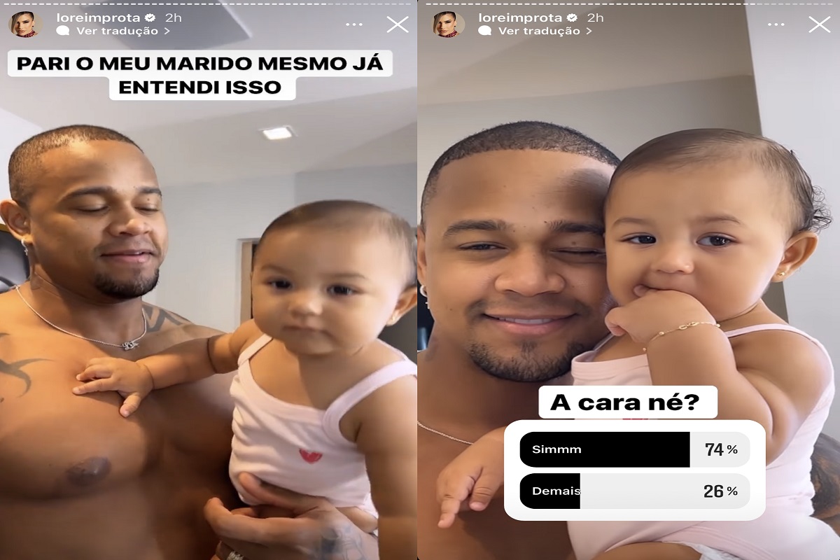 Lore Imporota mostra semelhança de Léo Santana e Liz (Foto: Stories do Instagram)