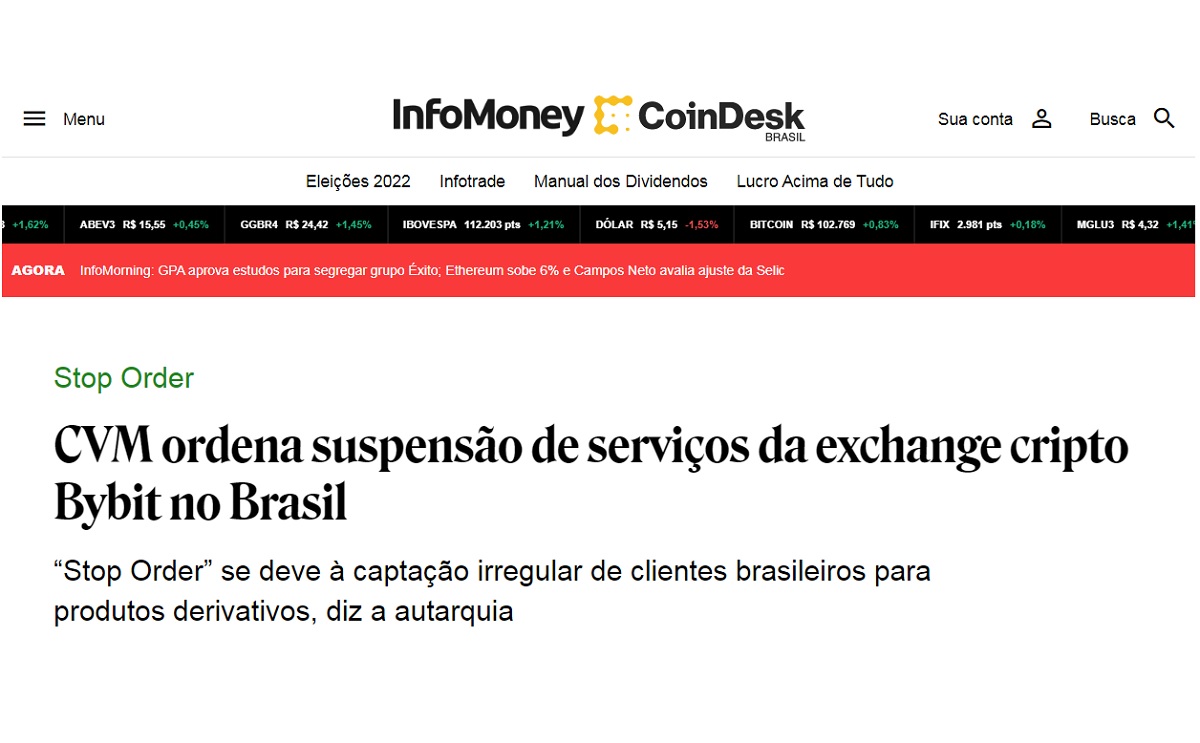 Cryptocurrency broker ByBit is prohibited from operating in Brazil by the CVM;  check out