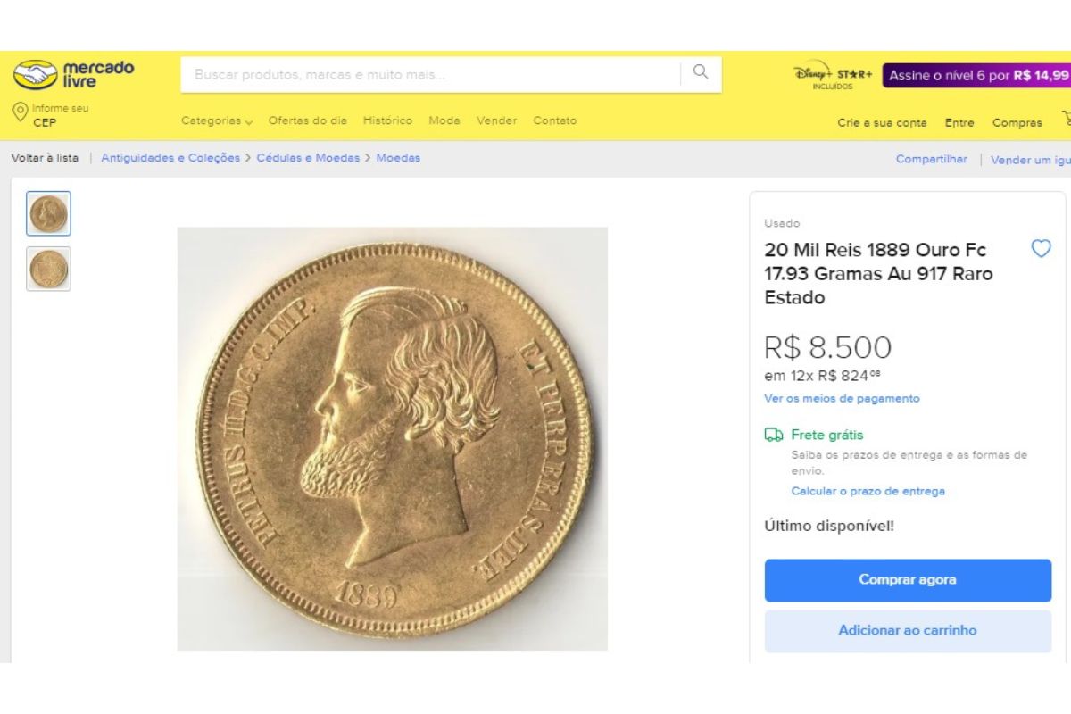 Mercado livre vende moedas valiosas por mais de R$ 8 mil Reais 