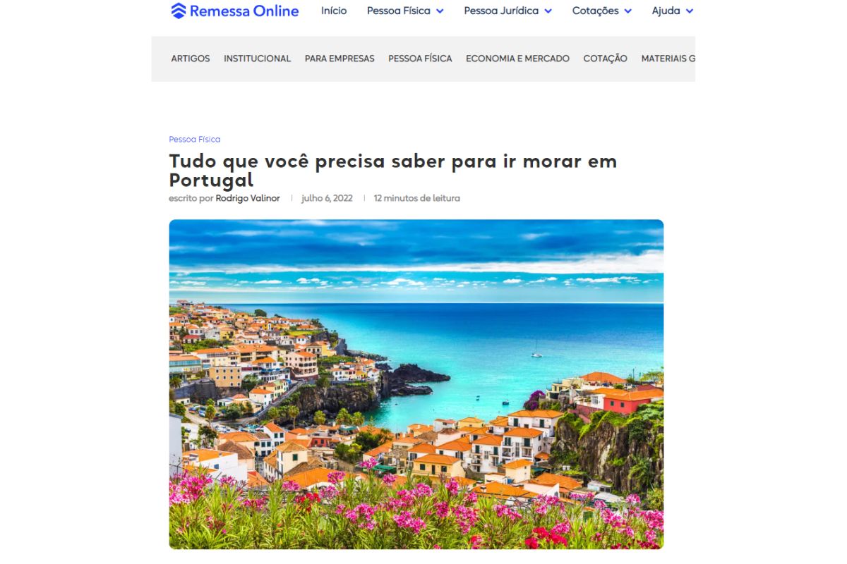 Morar em Portugal vale a pena? Conheça novos direitos dos brasileiros e quanto pode ganhar - Reprodução site Remessa Online