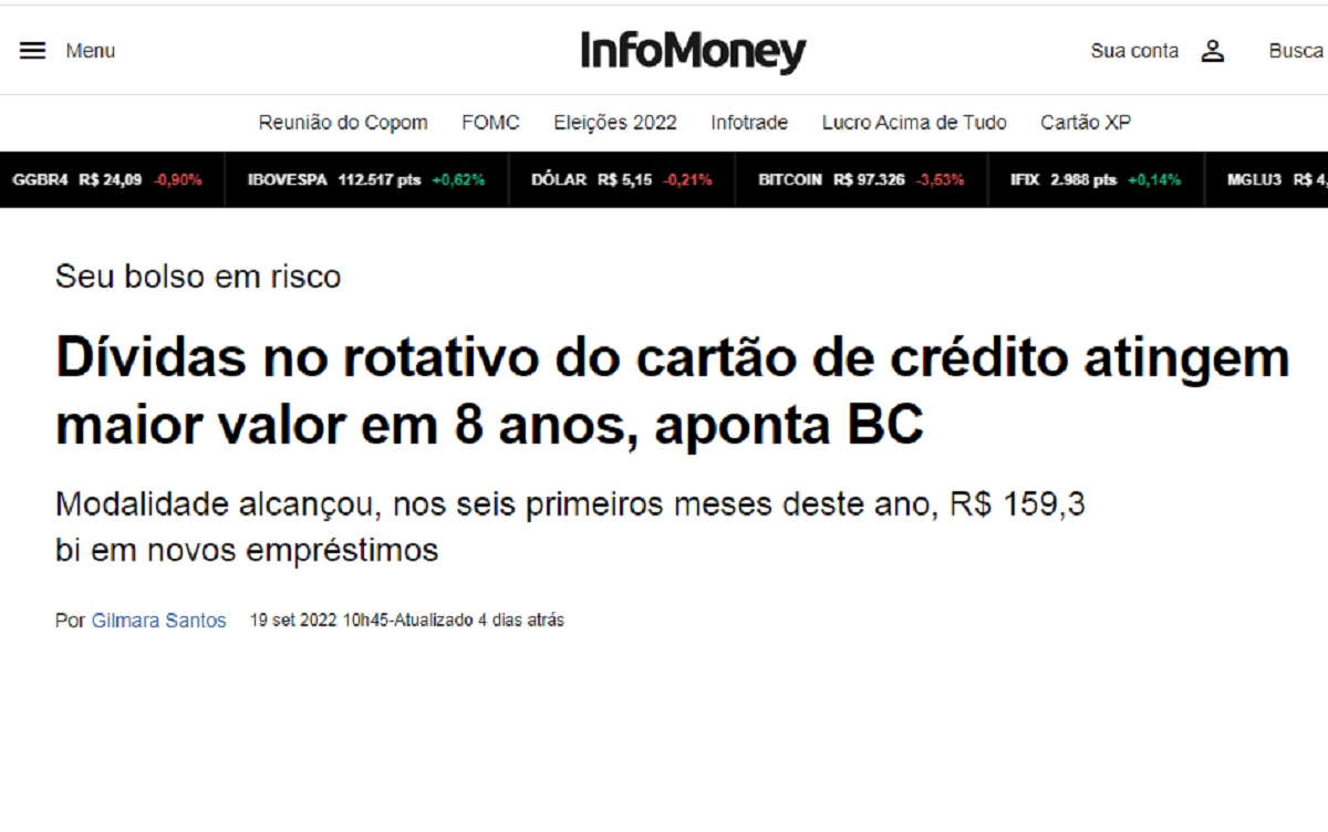 Cartão de crédito: saiba porque deve fugir do chamado ‘rotativo’ e se surpreenda com os valores