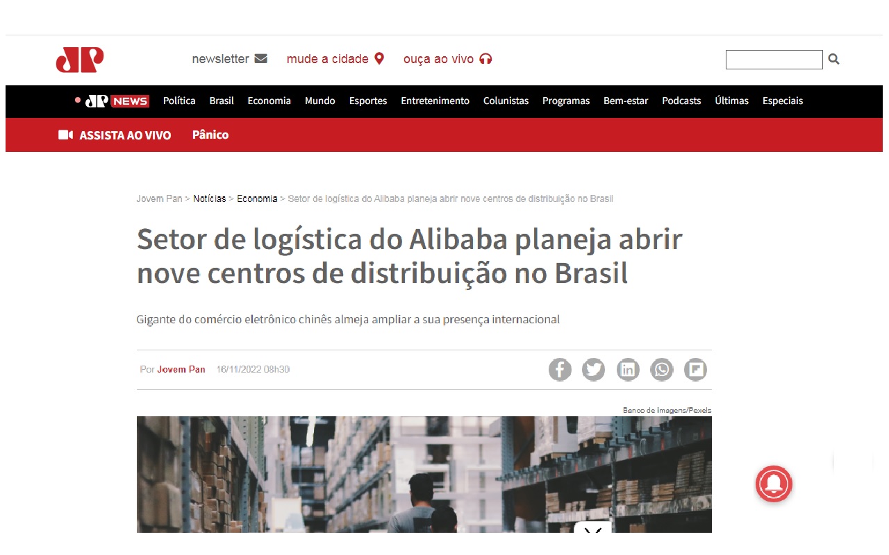 Chinesa Alibaba vai criar postos de trabalho no Brasil com nove centros de distribuição; confira - Reprodução Jovem Pan