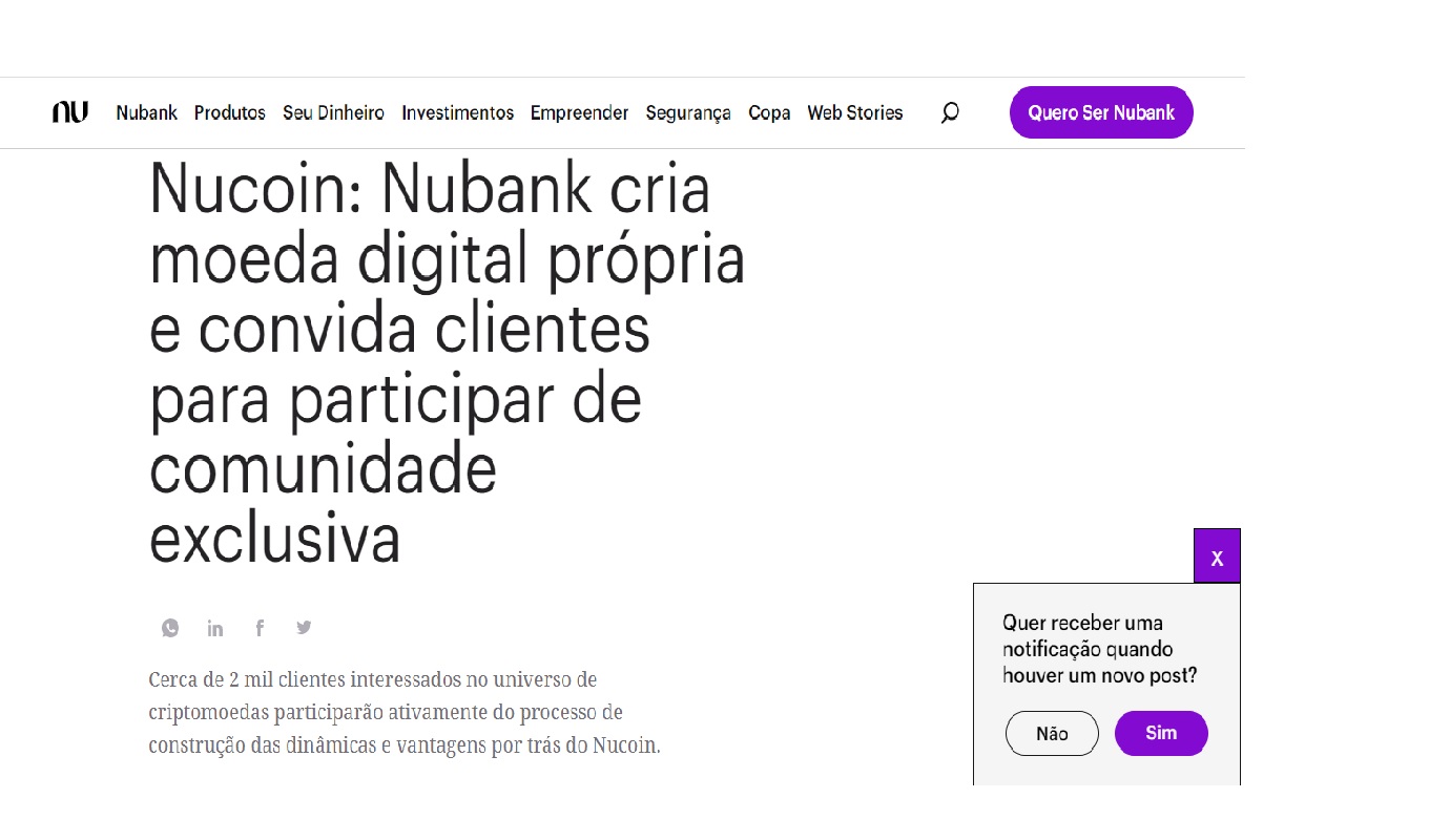 Nubank lança sua cripto Nucoin, saiba tudo nesta matéria