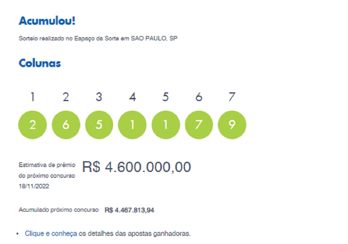 Super Sete: concurso 320 acumula e prêmio fica em R$ 4,6 milhões; veja os números sorteados