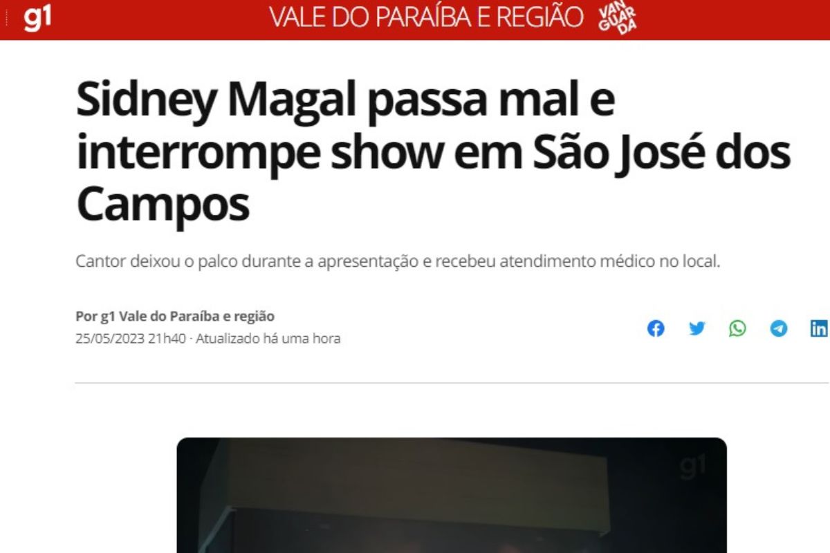 Sidney Magal passa mal durante show no interior de São Paulo e assusta fãs; veja o que aconteceu