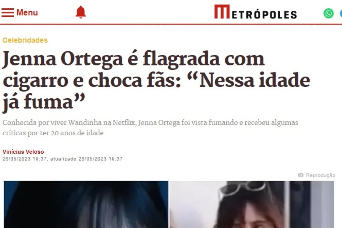 Wandinha fumando; Jenna Ortega viraliza na web após flagra com cigarro
