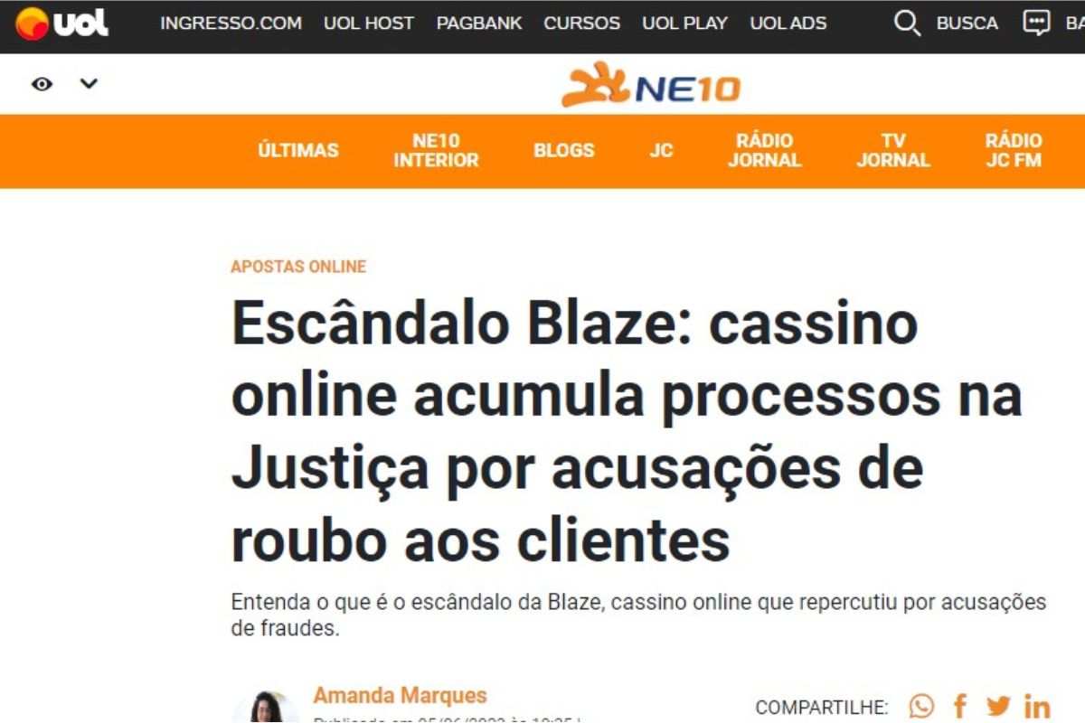 Blaze gera reclamações entre apostadores online brasileiros; saiba os motivos