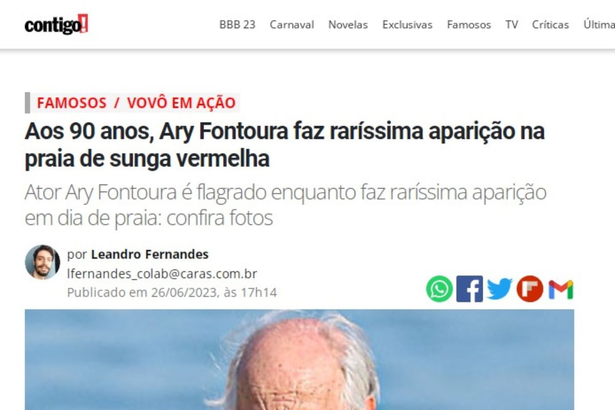 Ary Fontoura crava: envelhecer não é pecado; saiba o que ele disse