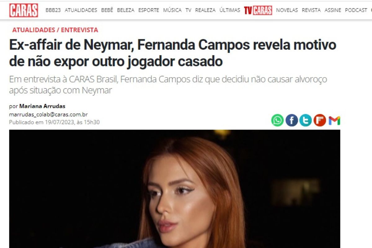 Fernanda Campos, ex-affair de Neymar expõe flerte de jogador famoso; confira