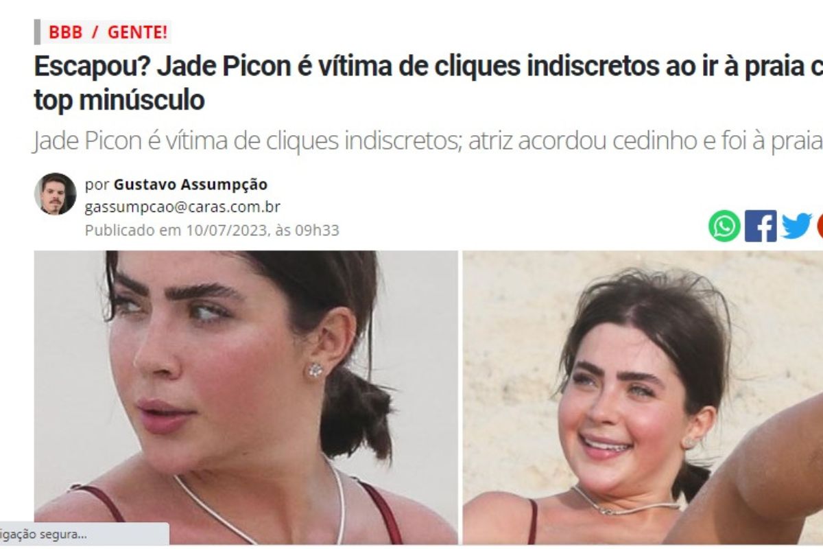Jade Picon de volta à rotina; atriz vai ter que malhar bastante nos próximos dias