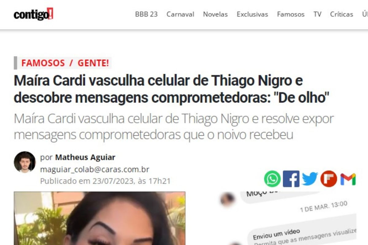 Maíra Cardi vigia a vida do novo namorado, Thiago Nigro, nas redes sociais; confira
