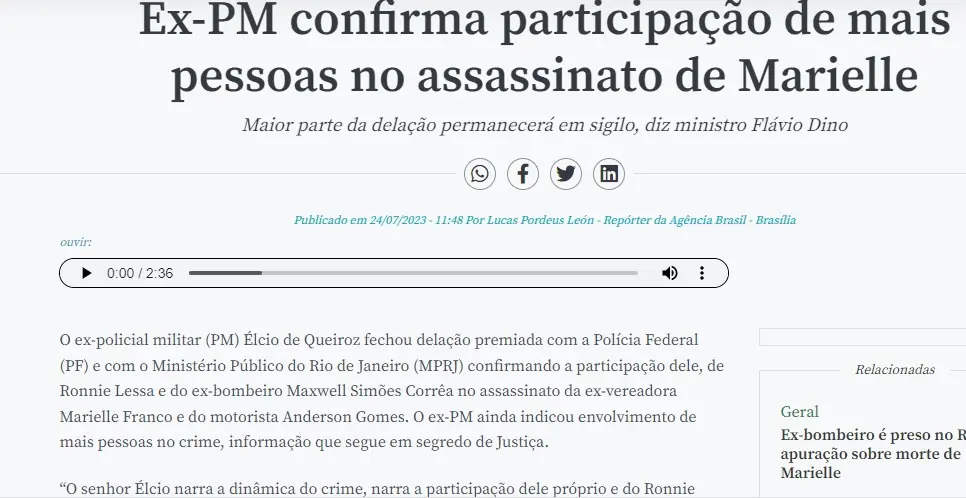 Flávio Dino revela que Ronnie Lessa foi o assassino de Marielle Franco Flávio Dino revela que Ronnie Lessa foi o assassino de Marielle Franco