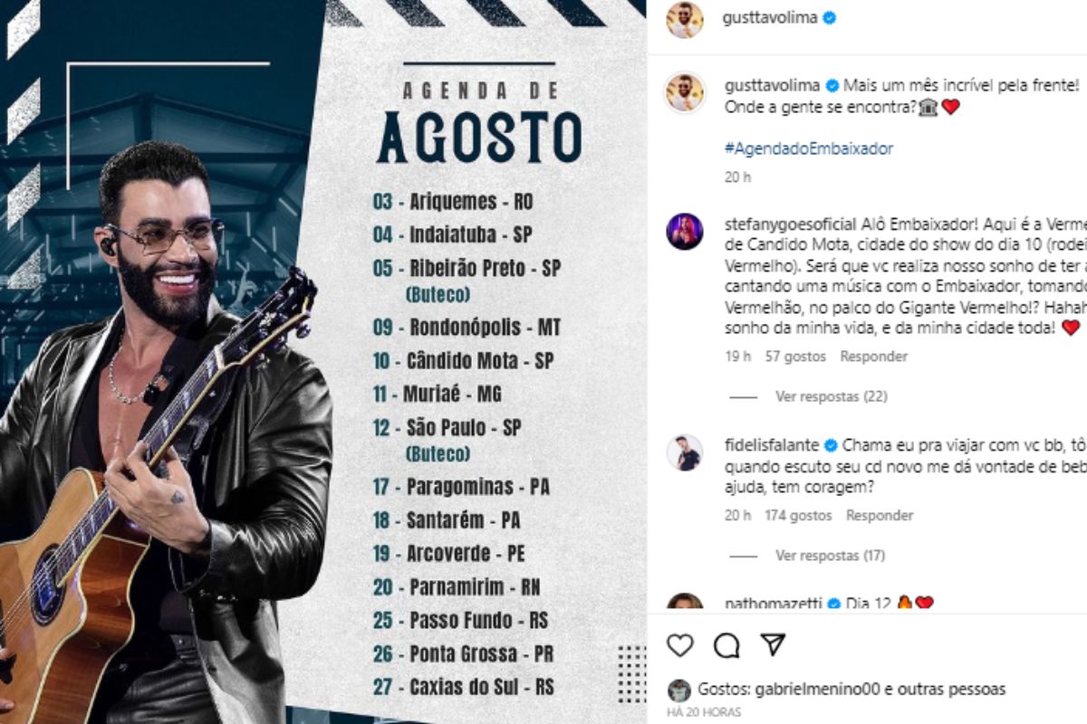 Gusttavo Lima exibe físico de atleta e deixa as fãs sem fôlego; confira