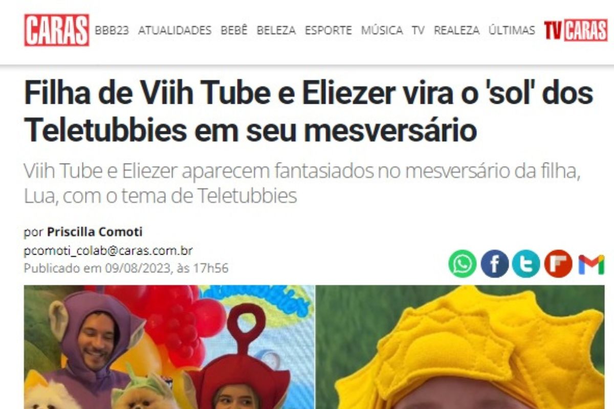 Viih Tube e Elizer: Lua vira sol e ‘mesversário’ de ‘Teletubbies’ viraliza; confira
