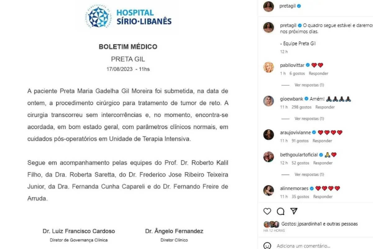 Preta Gil no hospital: confira aqui todos os detalhes da cirurgia feita pela cantora no dia 16 Preta Gil no hospital: confira aqui todos os detalhes da cirurgia feita pela cantora no dia 16