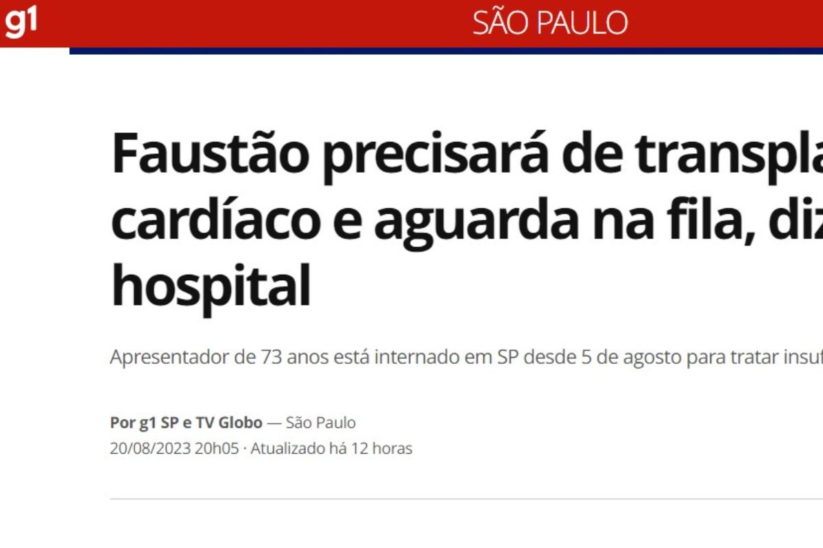 Fausto Silva precisa de transplante de coração; saiba quanto tempo pode demorar