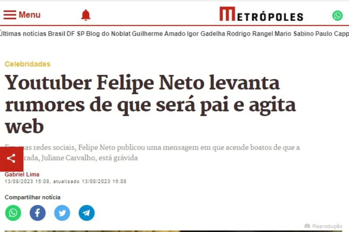 Felipe Neto surpreende fãs com notícia de gravidez; será que o youtuber vai ser papai? Confira Felipe Neto surpreende fãs com notícia de gravidez; será que o youtuber vai ser papai? Confira