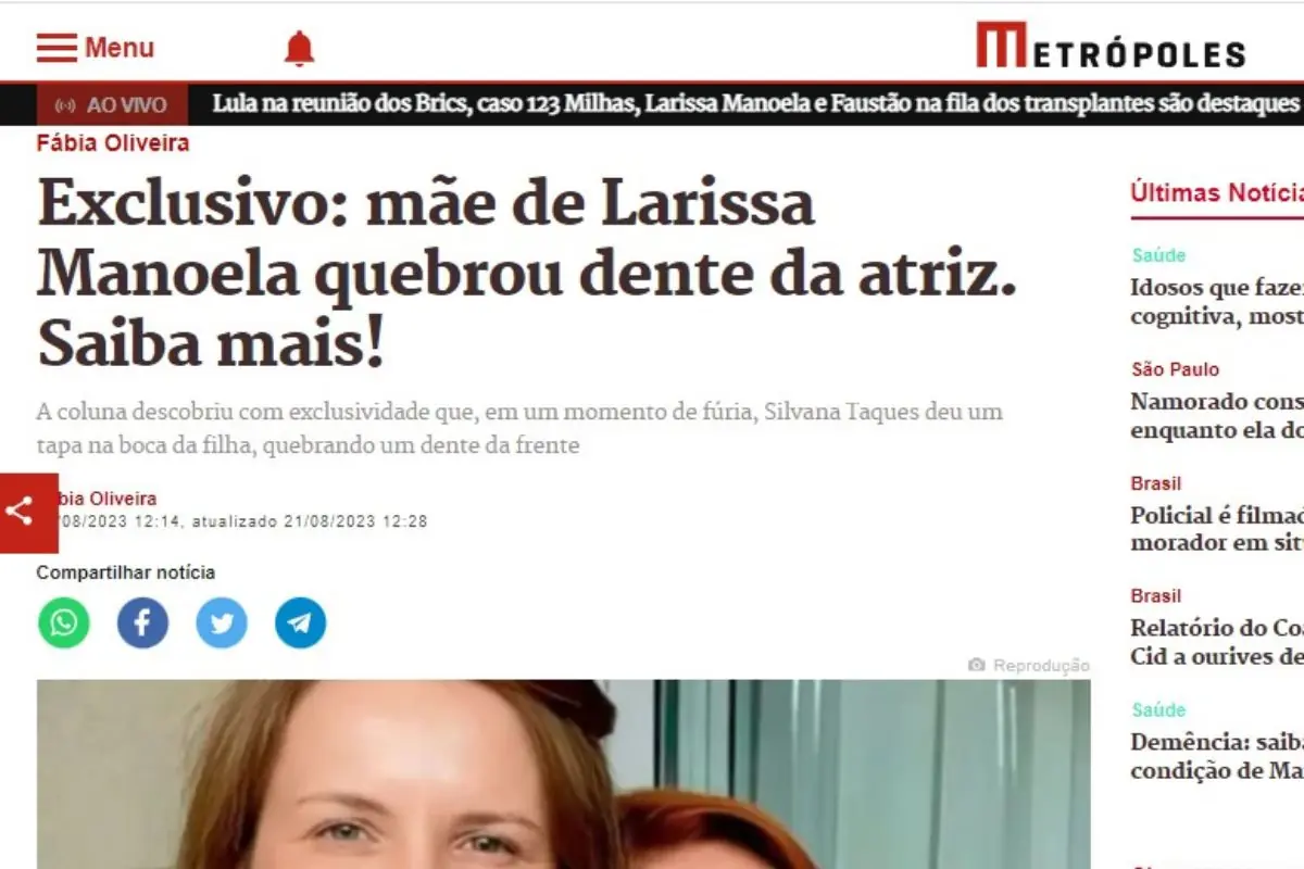 Larissa Manoela teve até dente quebrado por Silvana Taques, diz colunista; uma surpresa por dia Larissa Manoela teve até dente quebrado por Silvana Taques, diz colunista; uma surpresa por dia