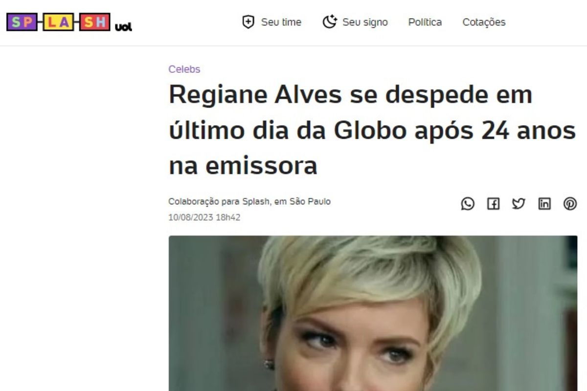 Regiane Alves deixa Rede Globo após 24 anos e relembra personagens marcantes; confira