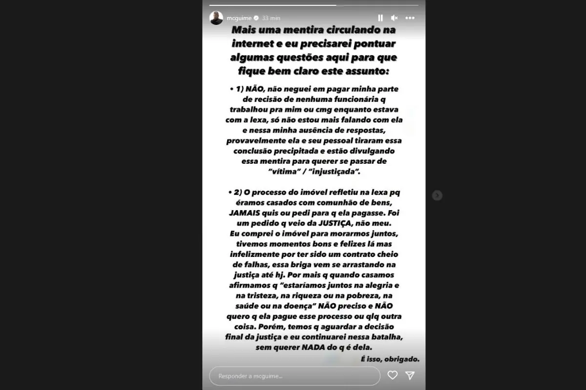 Mc Guimê se irrita com notícias sobre Lexa e desmente acusações; veja o que ele disse Mc Guimê se irrita com notícias sobre Lexa e desmente acusações; veja o que ele disse