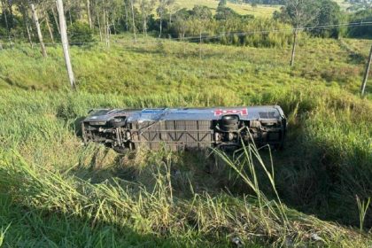Acidente de ônibus deixa uma vítima fatal e 25 feridos em Pindamonhangaba. Imagem: Divulgação Defesa Civil