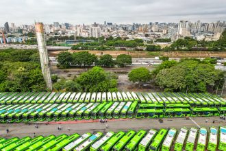 São Paulo anuncia R$ 1,4 bi junto ao BID para mais ônibus elétricos. Imagem: Divulgação