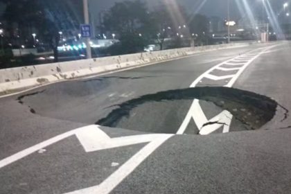 Marginal Tietê tem cratera reaberta e trânsito fica caótico nesta segunda. Imagem: Divulgação Redes sociais