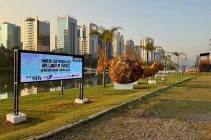 Lixômetro aponta 100 mil toneladas de resíduos retirados do rio Pinheiros. Imagem: Governo de SP