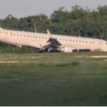 VÍDEO: Avião da Embraer faz pouso forçado após pane em trem de pouso. Imagem: Redes sociais