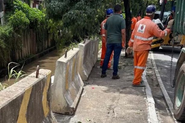 Após correnteza levar idosos, prefeitura coloca blocos de concreto na zona sul. Imagem: Subprefeitura Campo Limpo