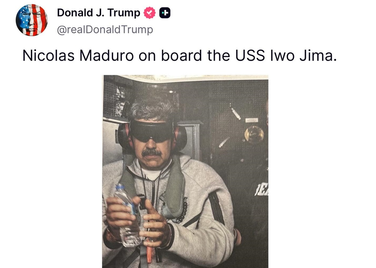 'Um ditador cruel e corrupto', diz Tarcísio após captura de Maduro. Imagem: X/Trump