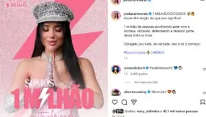Jordana BBB: dez vezes mais seguidores desde início. Imagem: Reprodução Instagram