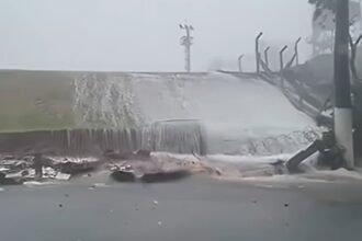 Muro de Congonhas desaba, mas aeroporto segue funcionando. Imagem: Reprodução