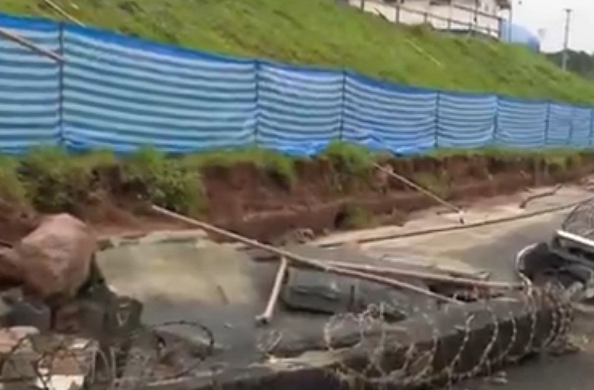 Muro de Congonhas desaba, mas aeroporto segue funcionando. Imagem: Reprodução