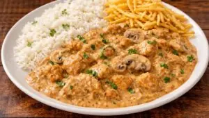 Receita de strogonoff de frango simples: essa é a dica do chef. Imagem gerada por IA