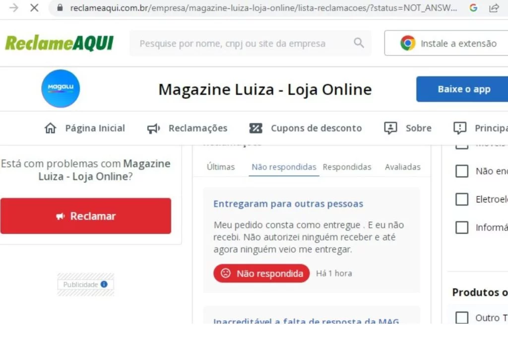Magazine Luiza tem quase 3 mil reclamações no site Reclame Aqui